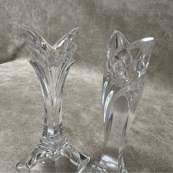 MIKASA Slovenia Lead Crystal Candlestick Art Deco Holder 5 1/2" SET of 2 - Picture 4 of 9